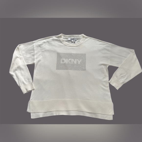 DKNY Women´s Crystal-Embellished Cream Sweater Size:M...